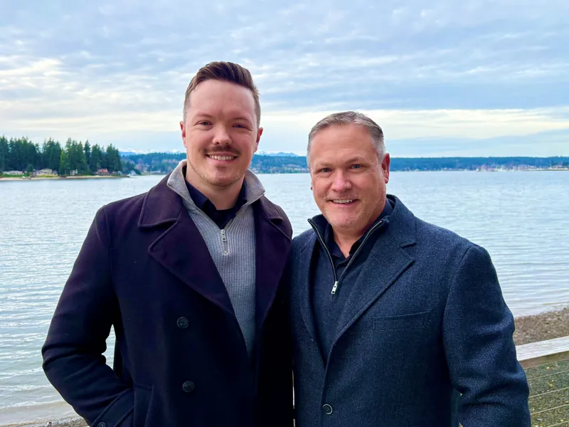 Tyler and Nate Walters by the water in Kitsap County